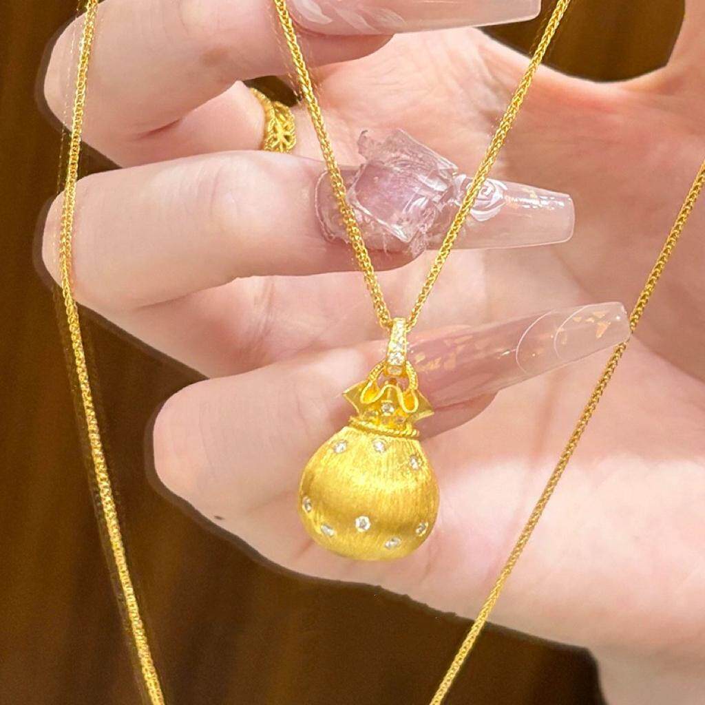 韦雪同款钱袋子沙金项链