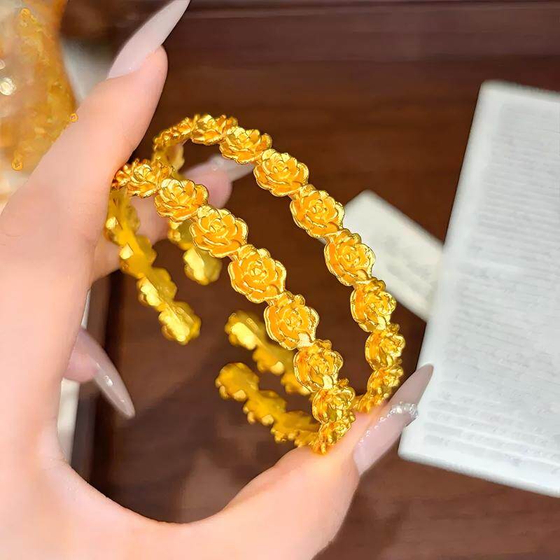 玫瑰花手镯彷真黄金沙金