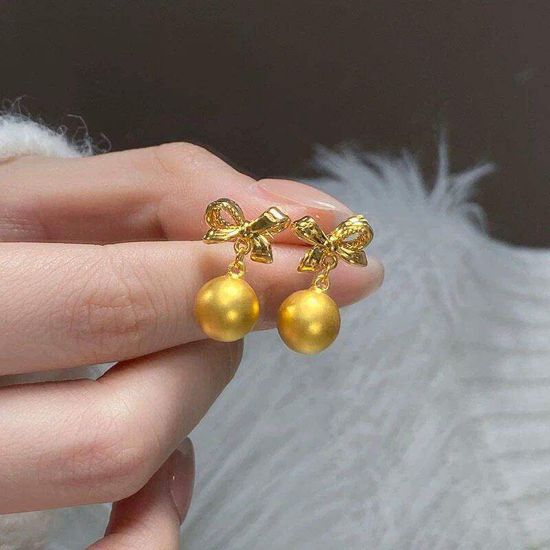 越南沙金蝴蝶结转运珠耳