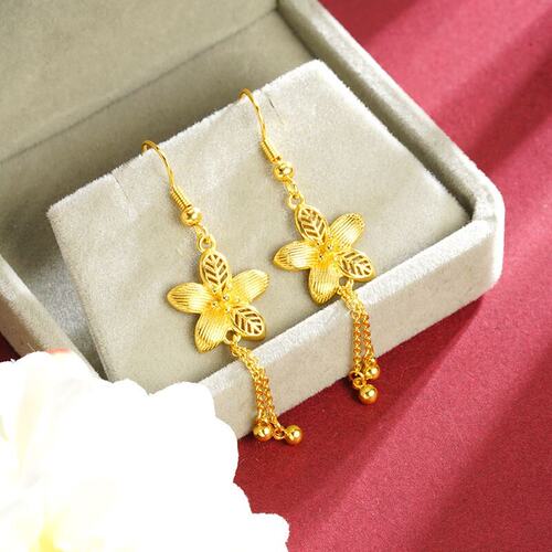 新款花朵流苏耳环女轻奢