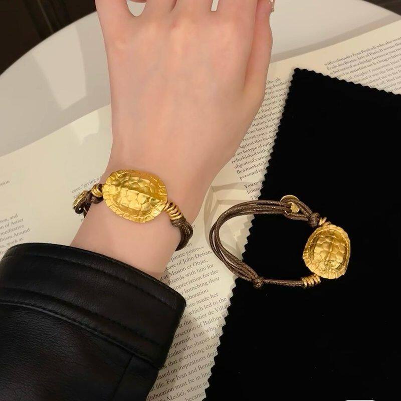 金店同款乌龟壳富甲天下编绳手链女沙金彷黄金古法手作DIY手链女