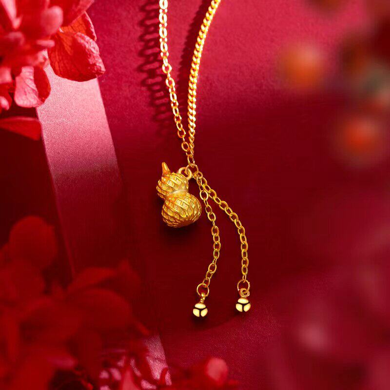 新款小葫芦套链女款越南沙金仿真黄金小众设计高级感项链女不掉色