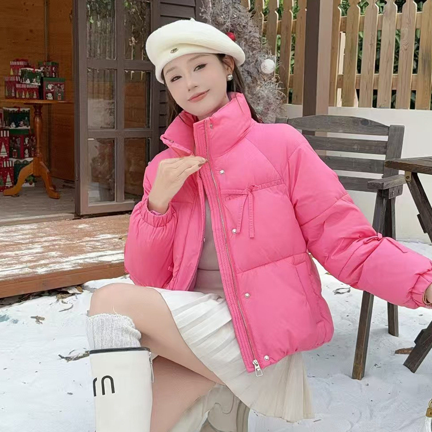 韩版甜美减龄立领短款棉服女冬季宽松加厚小个子保暖棉衣棉袄外套