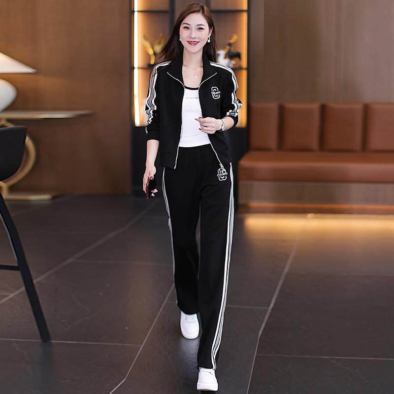 秋季时髦洋气减龄宽松休闲卫衣外套运动服套装女春秋跑步服两件套