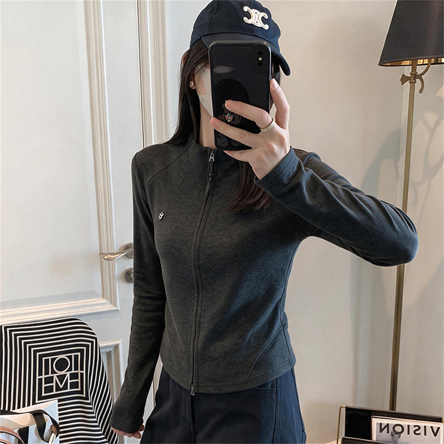 港味立领拉链显瘦卫衣女春秋外套