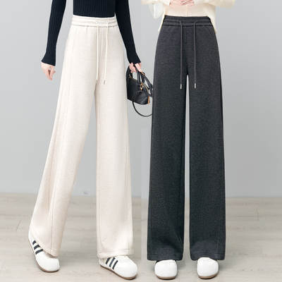 冬季加厚保暖醋酸羊毛呢阔腿裤子