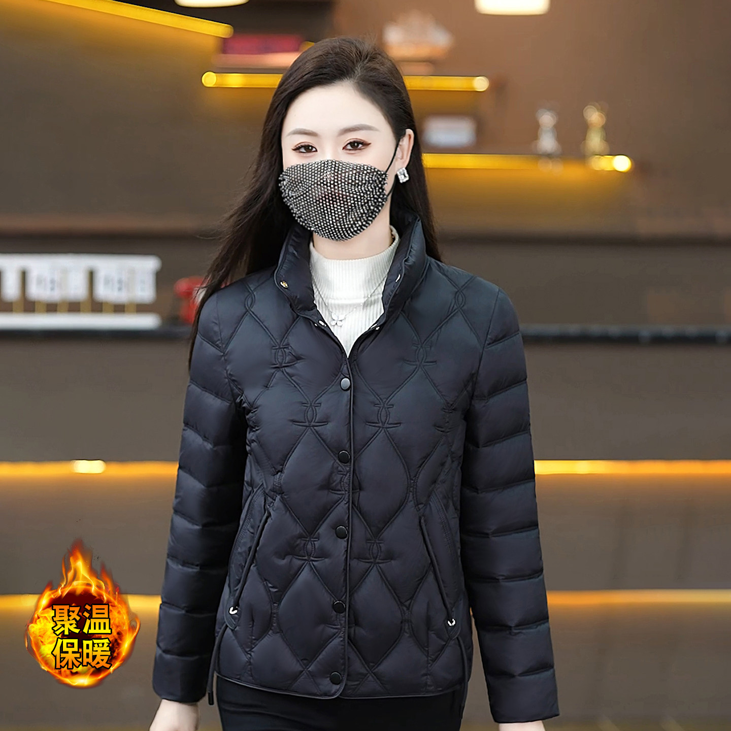 小个子轻薄短款立领棉服女2025新款修身显瘦时尚保暖棉衣棉袄外套
