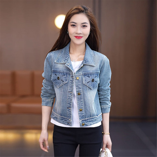 复古文艺风短款牛仔外套女春秋季宽松显瘦小个子百搭休闲夹克上衣