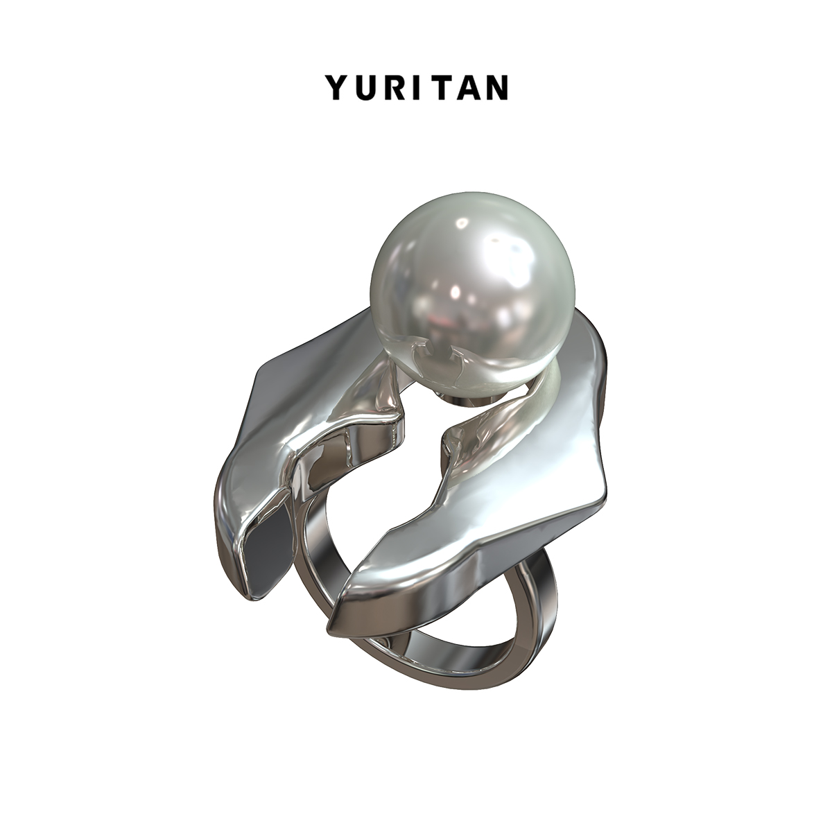 YURITAN荆棘珍珠戒指2024春夏新款镀金开口可调节戒指