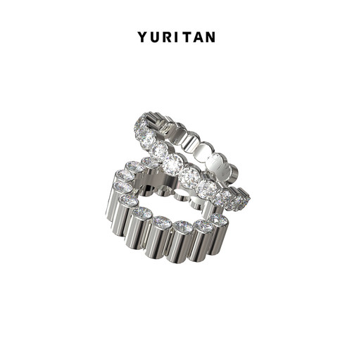 YURITAN圆柱镶钻耳夹款镀金镶钻耳骨夹