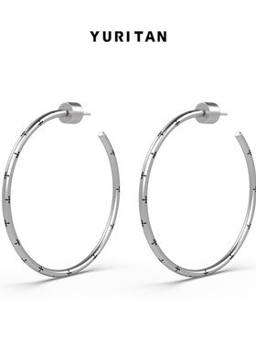 YURITAN十字星芒印记大耳环极简轻奢甜酷时尚穿搭防过敏银针耳饰