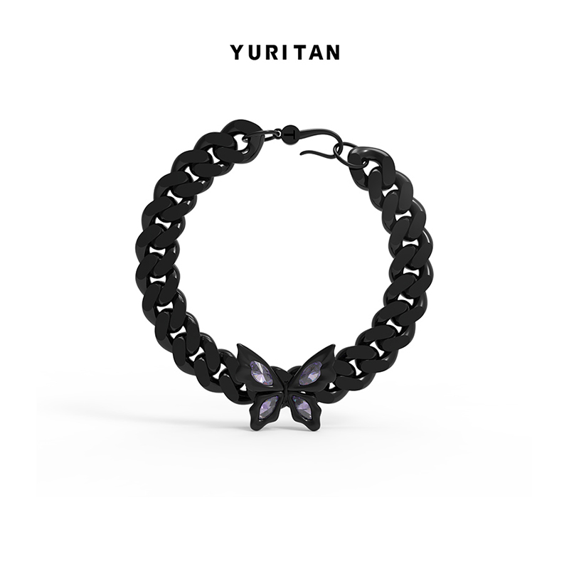 yuritan蝴蝶男士简单大方古巴链