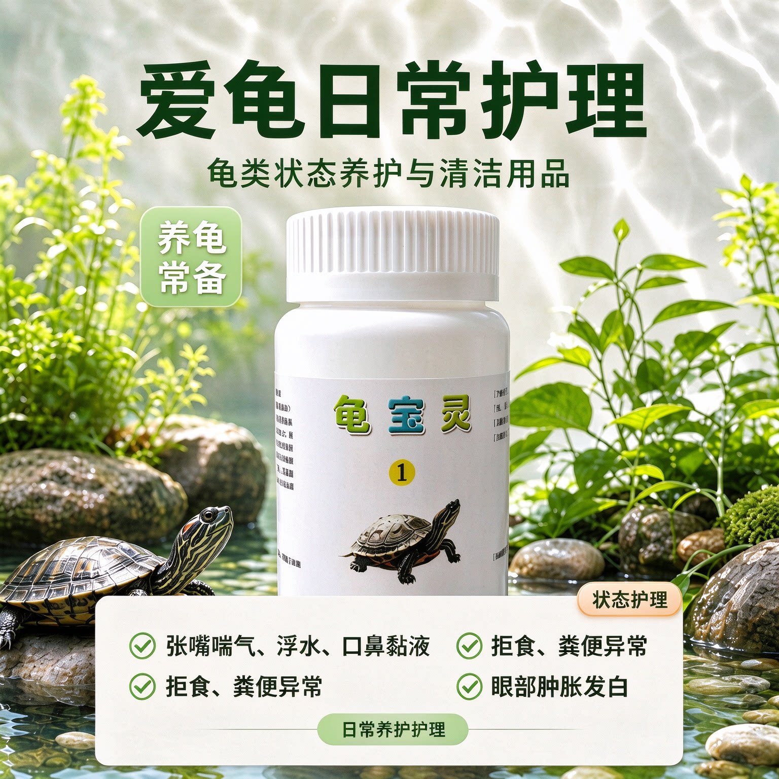 乌龟养日预防改善调理乌龟不吃白眼护甲白皮漂浮护龟宝水质补充营