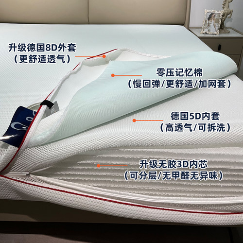 零压记忆棉3D水洗床垫无胶水甲醛