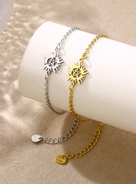 邪恶力量五芒星不锈钢女士手链SPN元素饰品 supernatural温彻斯特