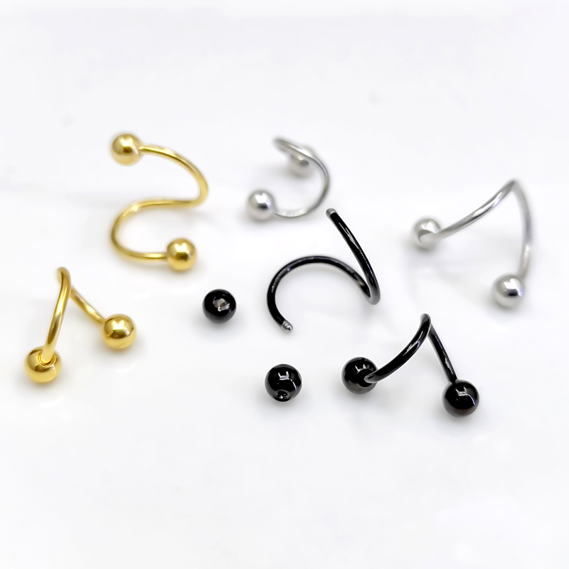 双头钛钢防过敏螺丝扣小巧耳骨钉