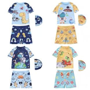 新款 恐龙卡通婴儿大中小童宝宝游泳衣 儿童泳衣男童分体三件套泳装