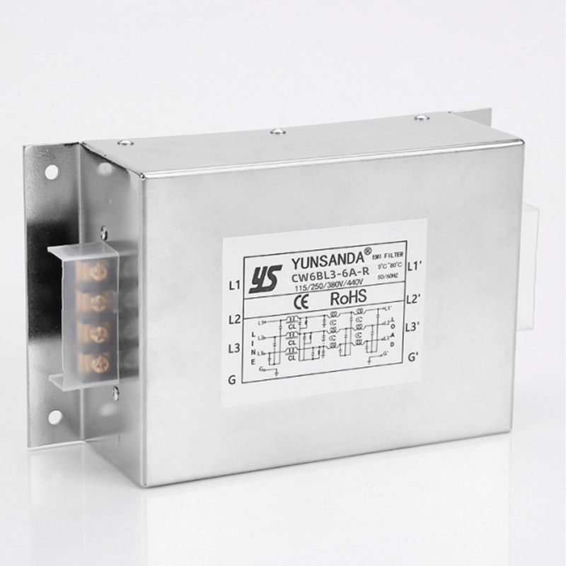 台湾YUNSANDA 380V三相三线三级 端子台式电源滤波器 CW6BL3-6A-R
