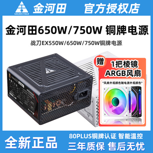 金河田战刀EX650W电源铜牌背线静音ATX电脑台式机主机箱电源750W