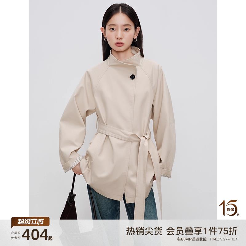 巧裁系列~自巧小个子韩系立领风衣外套女中长款2025秋装新款大衣