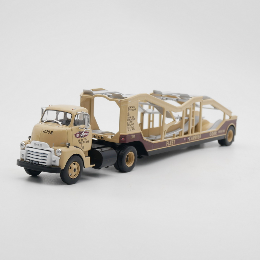 ixo 1:43 GMC COE通用吉姆西商品车辆运输拖挂车合金汽车模型玩具