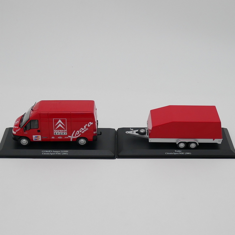 ixo1:43 Citroen WRC 2001雪铁龙拉力赛车队用车拖车合金汽车模型
