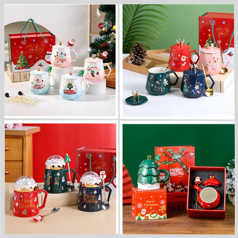 可爱陶瓷杯圣诞礼盒装带盖勺马克杯水杯礼品伴手礼实用礼物送闺蜜