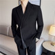 设计高级感拼接气质西装 戗驳领单排西服外套潮 男休闲纯色西服套装