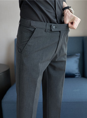 2026隐形松紧腰休闲九分正装西裤修身小脚高级感痞帅潮流西装裤男