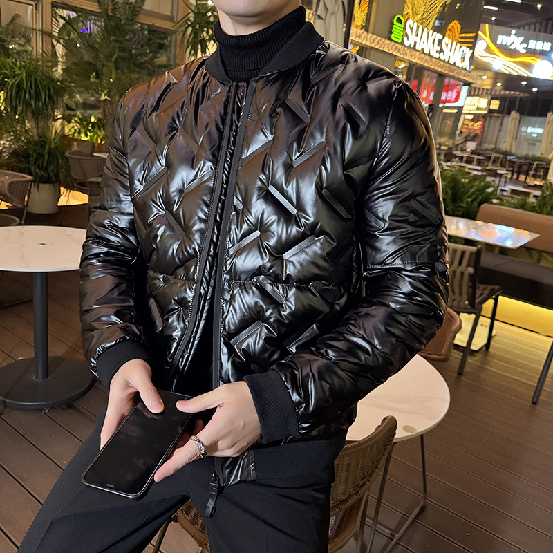 冬季新款男士短款加厚外穿羽绒服棒球领外套无帽保暖面包服立领潮