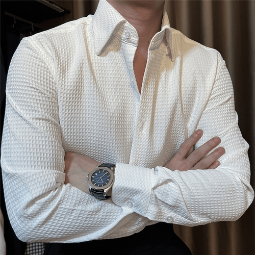 高级感华夫格内搭长袖衬衫