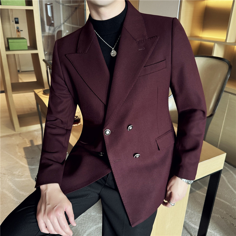 秋冬高级感加厚意式布雷泽西服套装男士英伦商务通勤休闲结婚西装