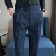 那不勒斯垂感免烫西裤 休闲高腰西装 商务巴黎扣直筒百搭裤 男秋季 裤
