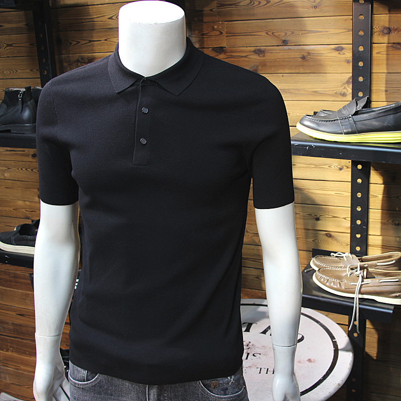 秋冬男针织POLO衫简约净版修身休闲青年时尚翻领polo毛衣短袖T恤