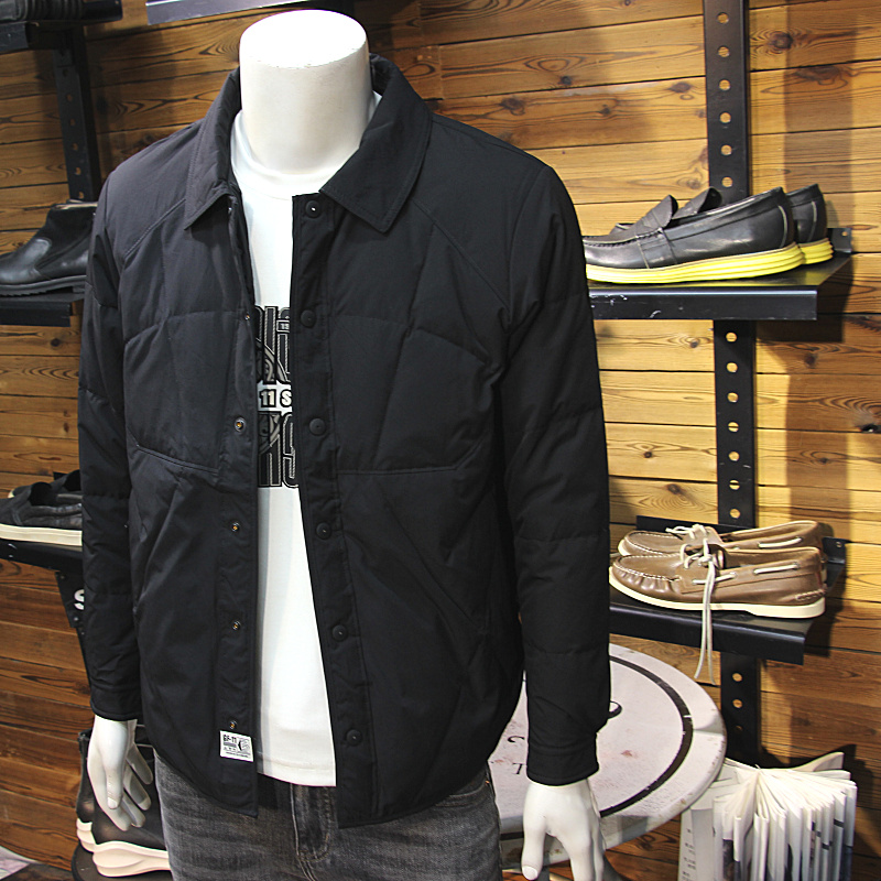 冬季男士翻领羽绒夹克分割压线设计修身帅气轻薄保暖羽绒衬衫外套