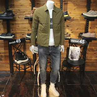 男士羽绒服轻薄保暖白鸭绒翻领羽绒夹克简约净版工装口袋衬衣羽绒