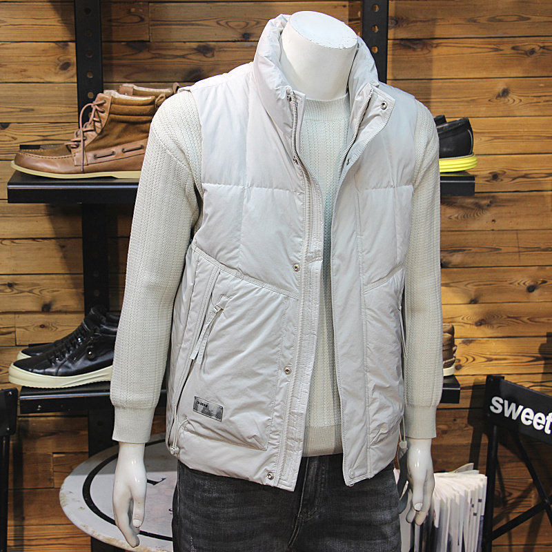 冬装男立领羽绒马甲拼接设计拉链口袋青年修身帅气保暖羽绒坎肩,男装,羽绒马甲,淘宝优惠券,粉丝福利购,淘宝优惠卷