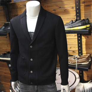 青年轻奢高端休闲毛衣针织外套 V领针织夹克简欧时尚 秋装 男士