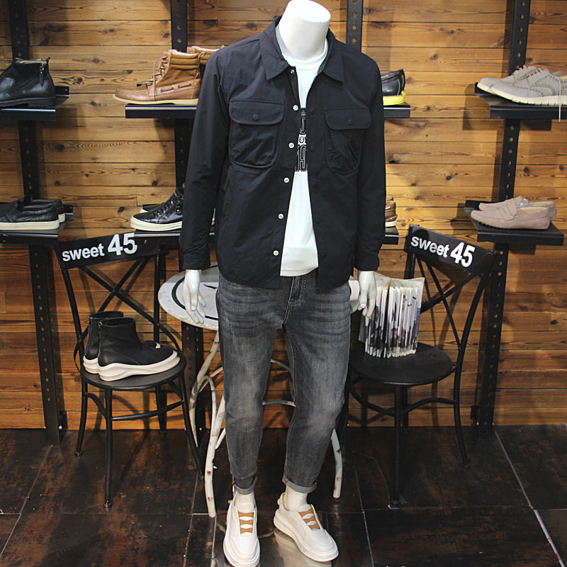 立体口袋设计春秋男翻领夹克时尚帅气青年修身百搭长袖外套上衣