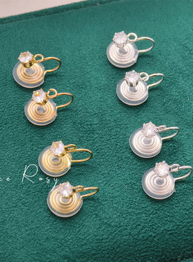 14k金电镀银4mm锆石开口圈耳环改蚊香盘耳夹转换器diy手工材料女