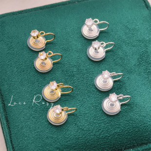 14k金电镀银4mm锆石开口圈耳环改蚊香盘耳夹转换器diy手工材料女