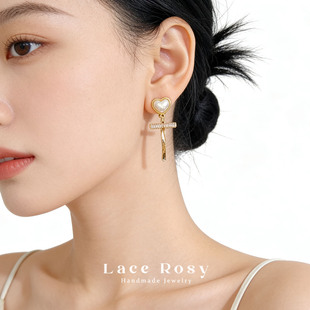 Lace无耳洞蚊香盘耳夹原创设计爱心蝴蝶结丝带金属高级感耳饰新品