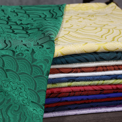 海水云浪提花丝绸缎布料中国风