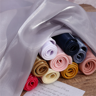液态水晶欧根纱水光布料 汉服高档婚纱礼服COS衣裙设计师服装面料