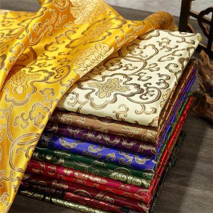 织锦缎面料 古装汉服仿古服装面料喜庆场景布置布料织锦缎-富贵花