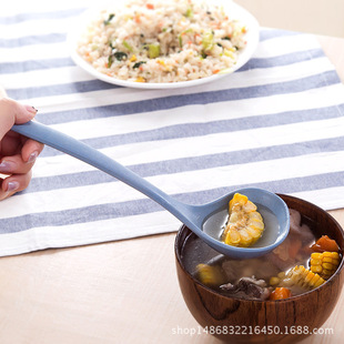 一元中号长柄盛粥小麦秸秆汤勺家用厨房塑料勺子地摊货源