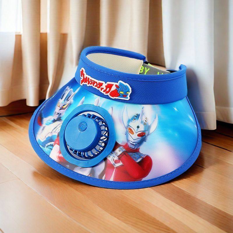 空顶风扇儿童防晒夏季女童男童太阳帽宝宝奥特曼遮阳帽紫外线帽子