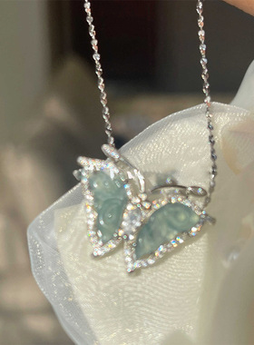 新中式清冷感蝴蝶吊坠项链女简约个性时尚潮流气质百搭颈链锁骨链