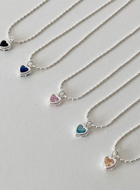 极简冷淡风锆石爱心金属项链女韩国个性简约百搭气质颈链锁骨链