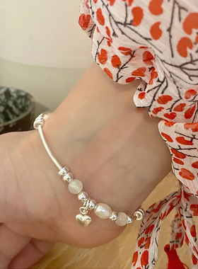 法式复古猫眼石珍珠爱心金属手链女小众个性简约百搭气质时尚手镯